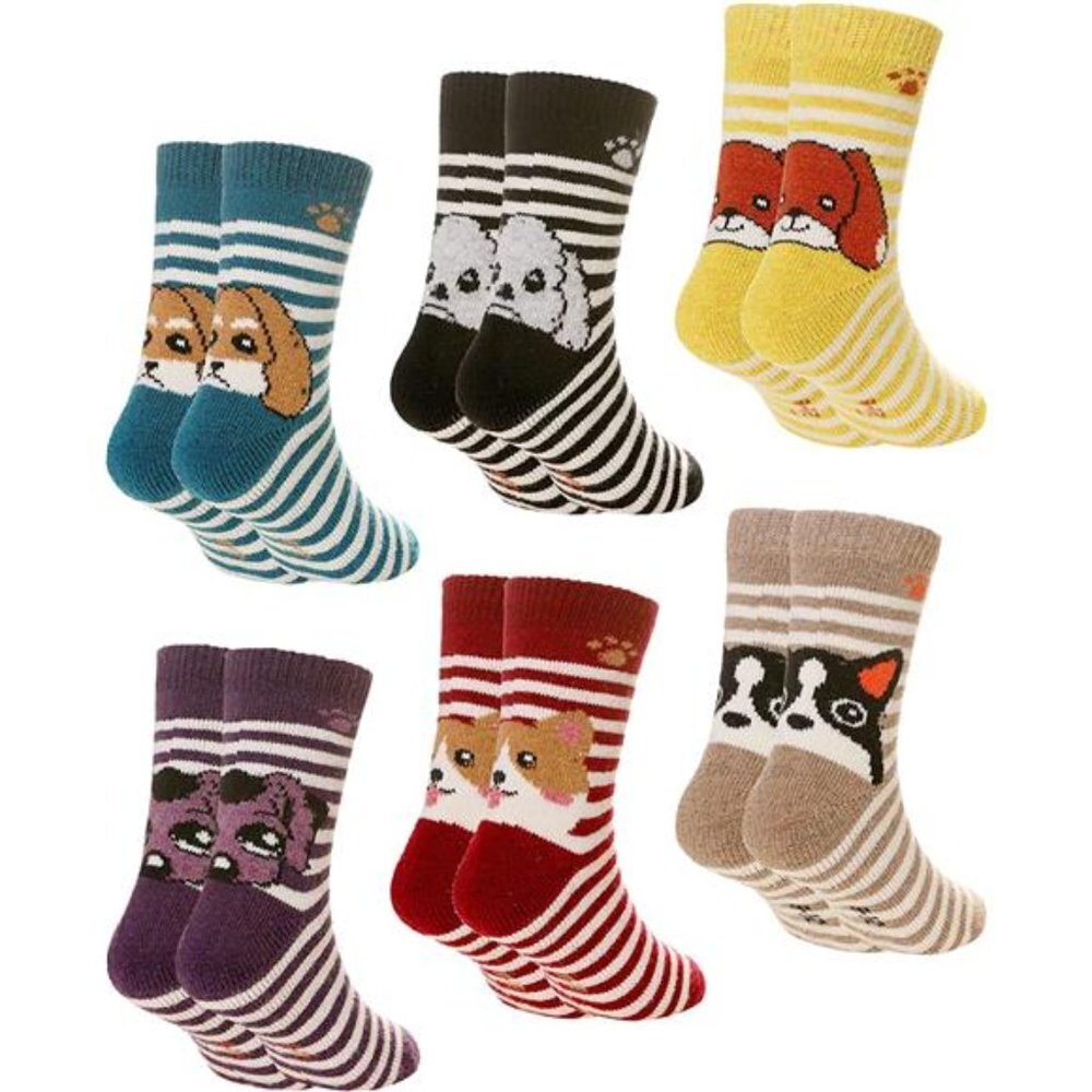 Thermal Crew Socks 6 Pairs Kids Hiking Winter Warm
